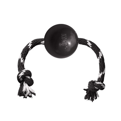 Kong Extremball Mit Seil Schwarz / Weiss