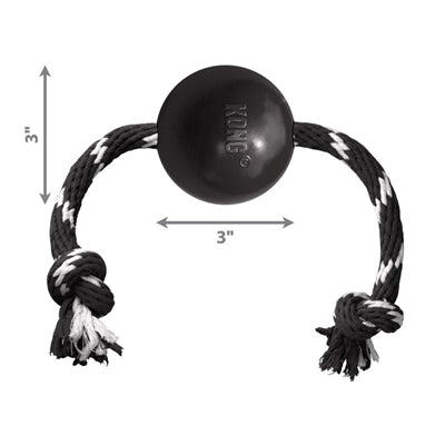 Kong Extremball Mit Seil Schwarz / Weiss