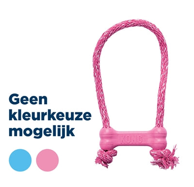 Kong Welpe Goodie Knochen Gummi Mit Seil Rosa Oder Hellblau Sortiert