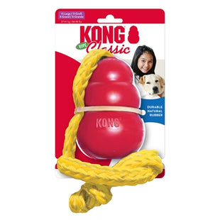Kong Klassisch Mit Seil Rot / Gelb