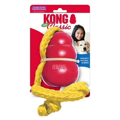 Kong Klassisch Mit Seil Rot / Gelb