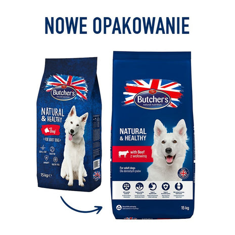 Butcher's Foder Butcher's Natural & Healthy Vuxen Kalvkött 15 Kg