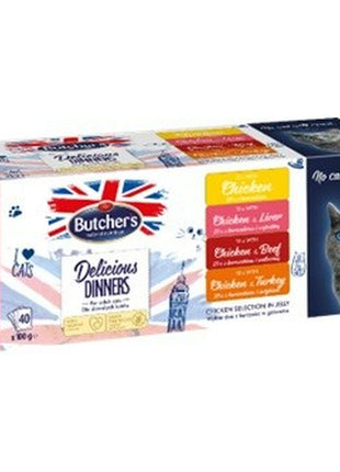 Butcher's Kattmat Butcher's Delicious Kyckling Kalkon Kalvkött Lever 40 X 100 G