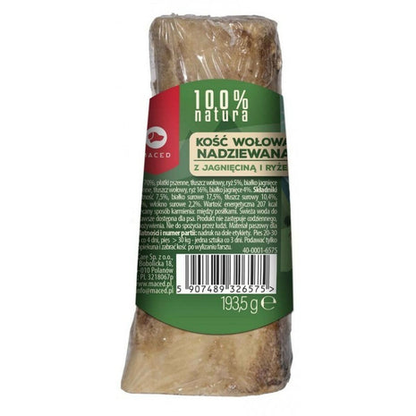 Maced Tuggleksak För Hundar Maced Maced Bone Stuffed With Lamb And Rice Nötkött