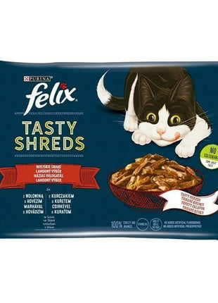Purina Kattmat Purina Tasty Shreds Kyckling Kalvkött 4 X 80 G