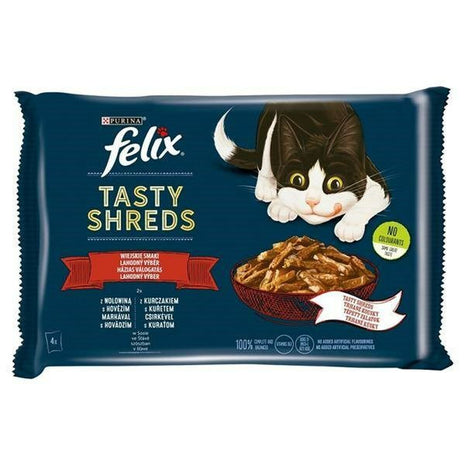 Purina Kattmat Purina Tasty Shreds Kyckling Kalvkött 4 X 80 G